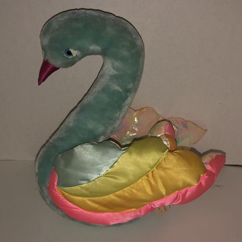 Vintage 80s MY BEAUTIFUL SWAN Commonwealth Blue Plush Bird Stuffed Animal RARE